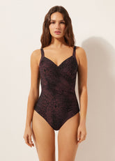 Slimming One-Piece Swimsuit Dark Animalier