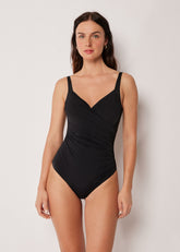 Slimming One-Piece Swimsuit Elegant Draping