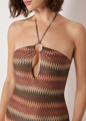 One Piece Swimsuit Golden Chevron