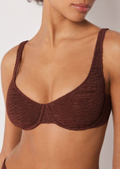 Balconette Swimsuit Top Crinkle Waves