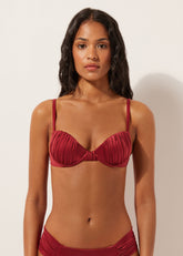 Shiny Satin Padded Push-Up Bikini Top