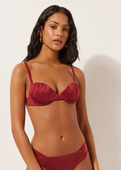 Shiny Satin Padded Push-Up Bikini Top