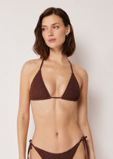 Removable Padding Triangle Swimsuit Top Crinkle Waves