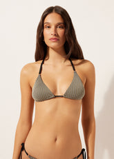 Triangle Swimsuit Top Golden Stripes