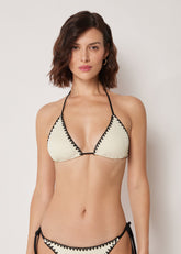 Triangle Swimsuit Top Bicolor Embroidery