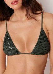 Triangle Swimsuit Top Sequin Net