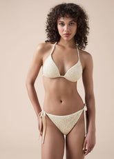 Padded Triangle Swimsuit Top Sequin Net