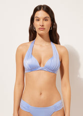 Shiny Satin Graduated Padding Triangle Swimsuit Top