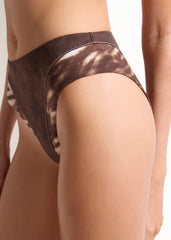 High Rise Swimsuit Bottom Brown Suede