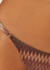 Golden Chevron Thong Swimsuit Bottoms