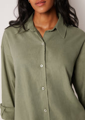 Cropped Linen and Viscose Shirt
