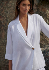 Loose Fit Blazer with Linen