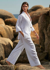 Linen and Viscose Palazzo Pants