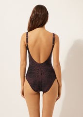 Slimming One-Piece Swimsuit Dark Animalier