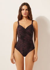 Slimming One-Piece Swimsuit Dark Animalier