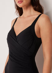 Slimming One-Piece Swimsuit Elegant Draping