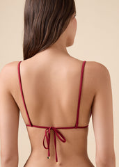 Shiny Satin Removable Padding Triangle Swimsuit Top