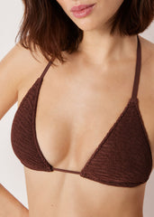 Removable Padding Triangle Swimsuit Top Crinkle Waves