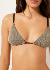 Triangle Swimsuit Top Golden Stripes