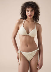 Padded Triangle Swimsuit Top Sequin Net