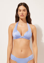 Shiny Satin Graduated Padding Triangle Swimsuit Top
