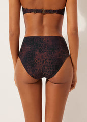 High-Waist Bikini Bottom Dark Animalier