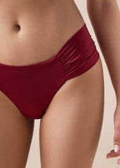 Shiny Satin Draped Brazilian Swimsuit Bottom