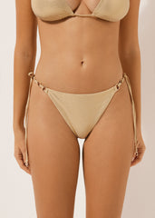 Tied Brazilian Swimsuit Bottoms Gold Waves