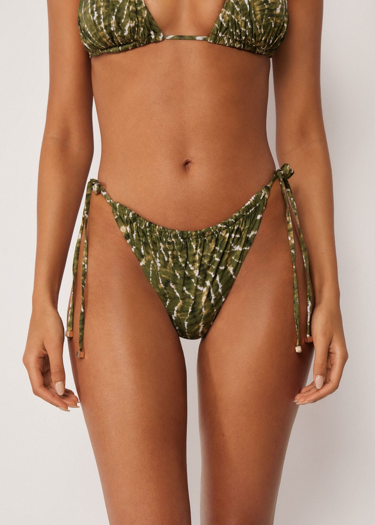 Brazilian String Swimsuit Bottom Natural Tie-Dye