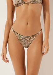 Tropical Foliage Thong Swimsuit Bottoms