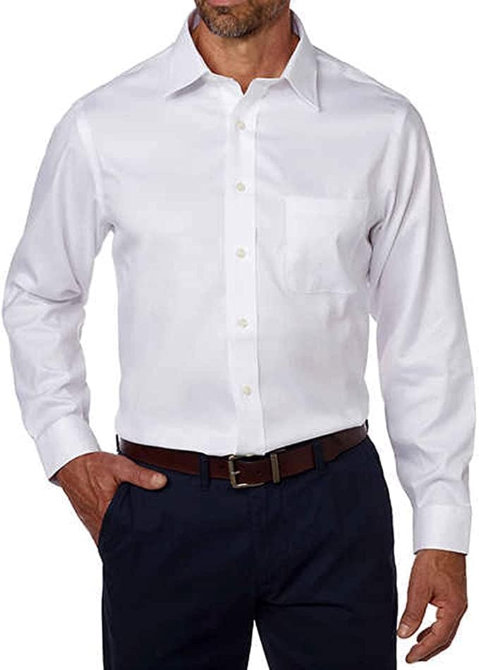 Kirkland Signature Men's 100% Cotton Tailored Fit Dress Shirt White 16 x 35