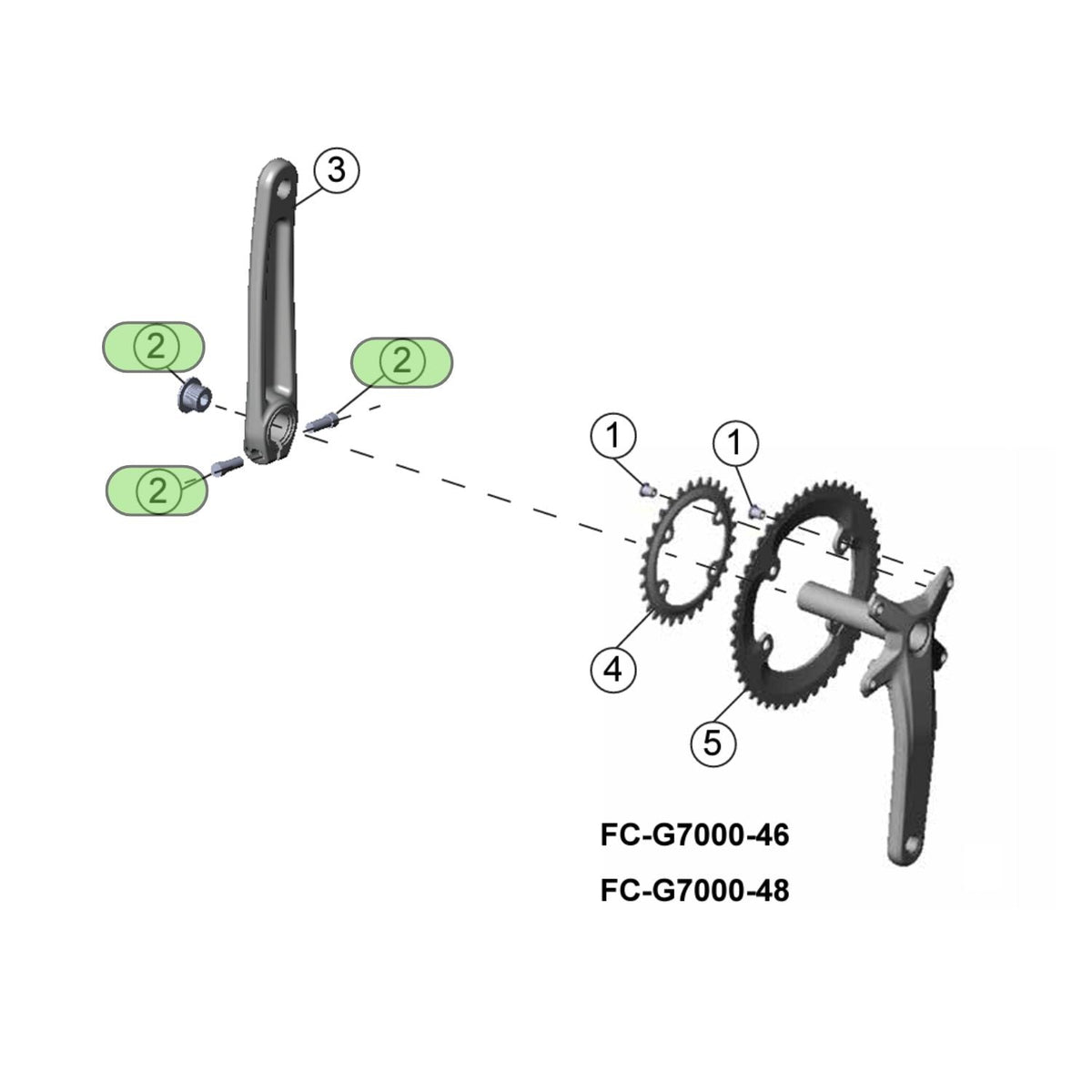 Microshift Sword Crank Preload Cap w/ 2x Crank Arm Bolts - MSH-Y-FC202